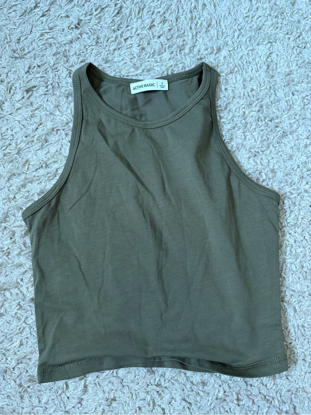 Olive Green Cropped Tank Top